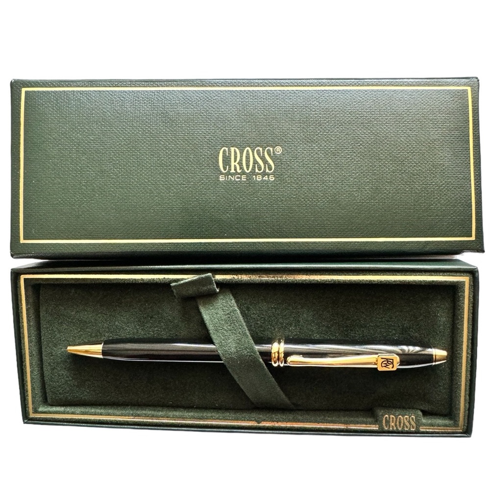 Cross Townsend Ballpoint Pen - Black - Gold Trim (Black Ink) PWC Logo